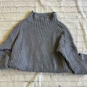 American Eagle Outfitters Gray/Blue Mockneck Sweater